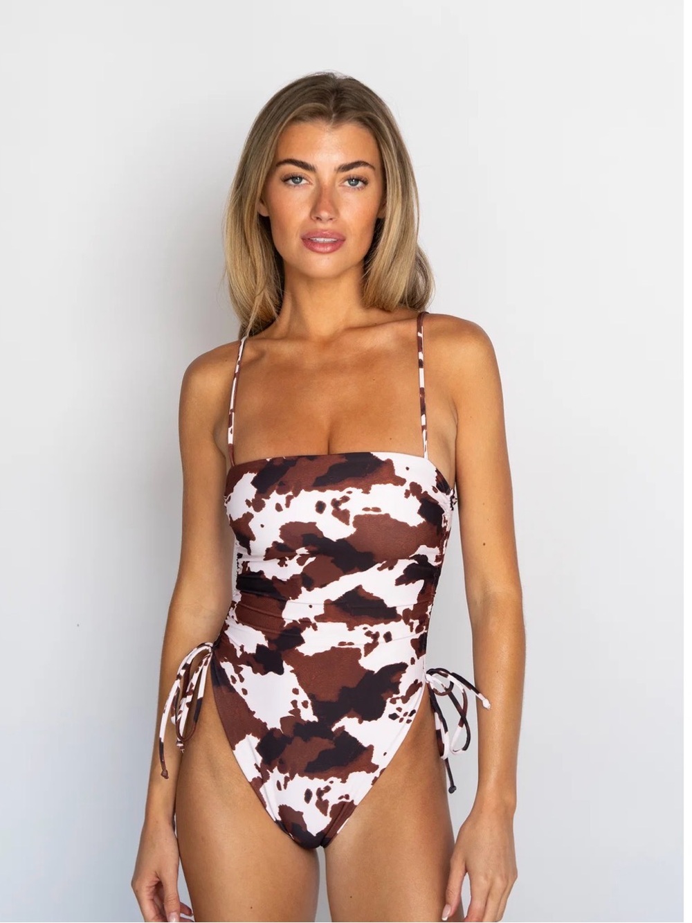 NWT Skatie Cow Print One-Piece Adjustable Modest Bridal Western Swimsuit